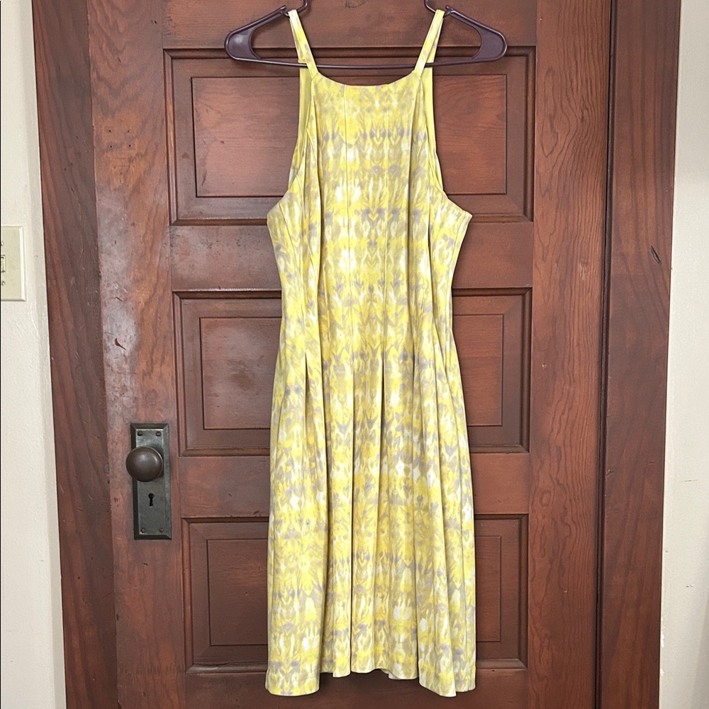 Calvin Klein Yellow Patterned Midi Dress